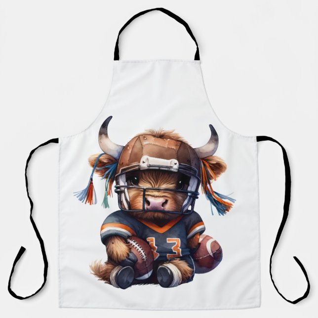 Football And Highland Cows Apron (Front)
