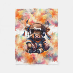 Football And Highland Cows Fleece Blanket