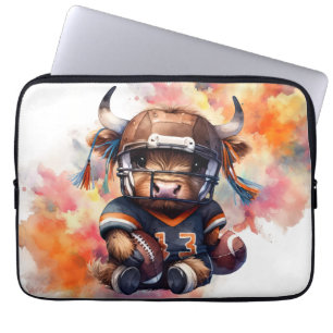 Football And Highland Cows Laptop Sleeve