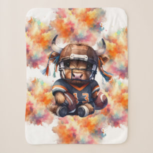 Football And Highland Cows Sherpa Blanket