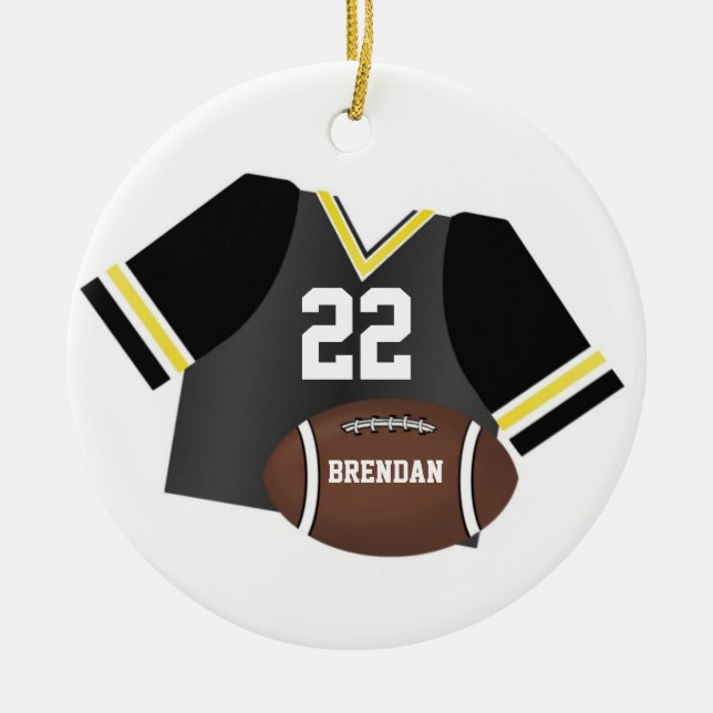 Football and Jersey Personalised Keepsake Ornament (Front)