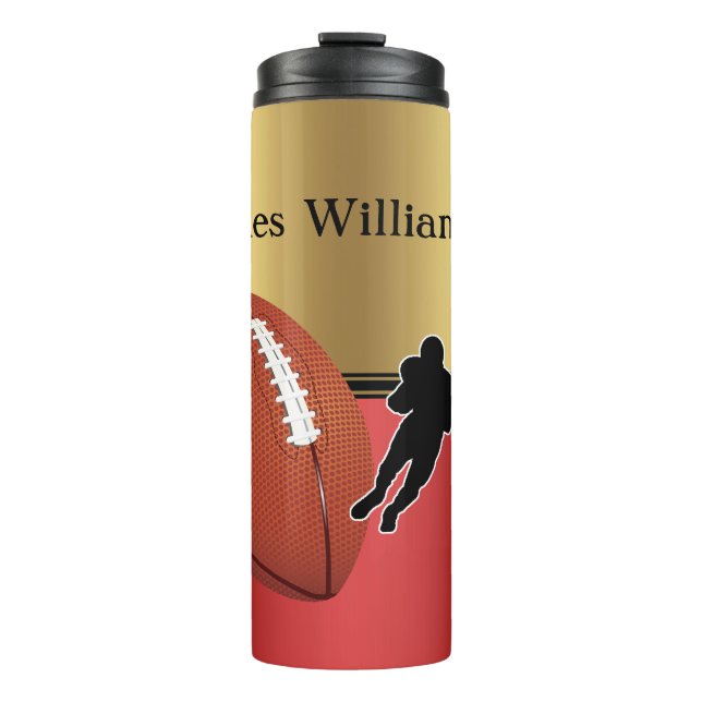 Football and Player Silhouette personalise Thermal Tumbler (Front)
