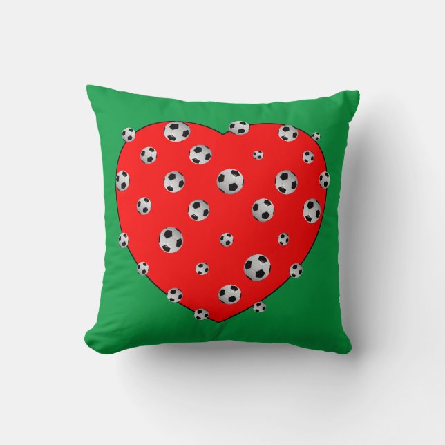 Football And Red Heart Cushion (Front)