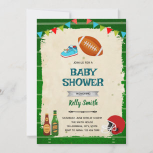Football and tiny toes baby shower invitation