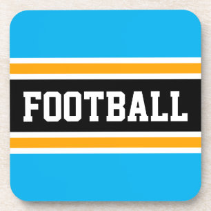 FOOTBALL Athletic Sky Blue Yellow Black Stripes Coaster