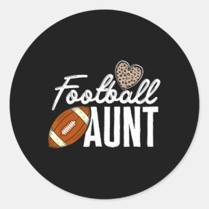 Football Aunt Football Player Leopard Pattern Foot Classic Round Sticker
