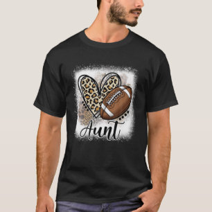 Football Aunt Funny Leopard Heart Family Sporty T-Shirt