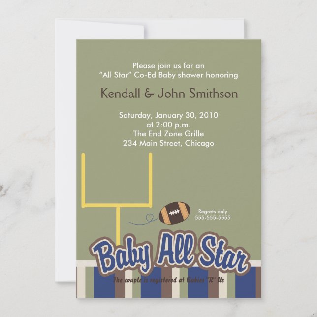 FOOTBALL Baby All Stars Baby Shower Invitation #1 (Front)