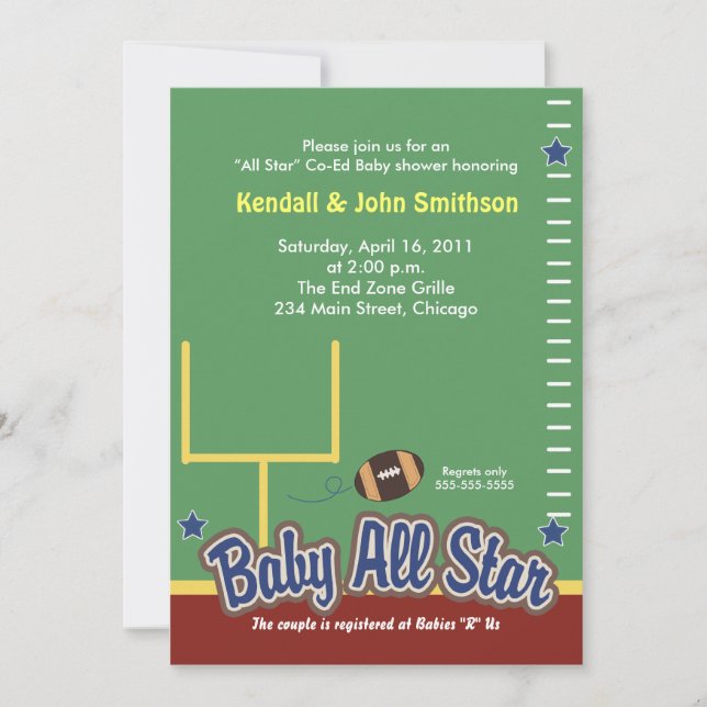 FOOTBALL Baby All Stars Baby Shower Invite Maroon (Front)