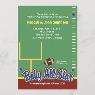 FOOTBALL Baby All Stars Baby Shower Invite Maroon