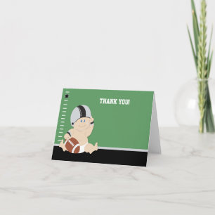 Football Baby (Black/Grey) Thank you Notes