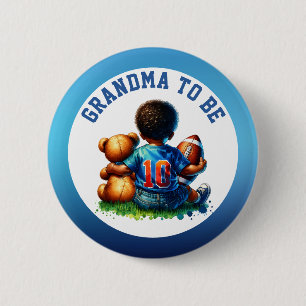 Football Baby Boy and Teddy Baby Grandma to be 6 Cm Round Badge