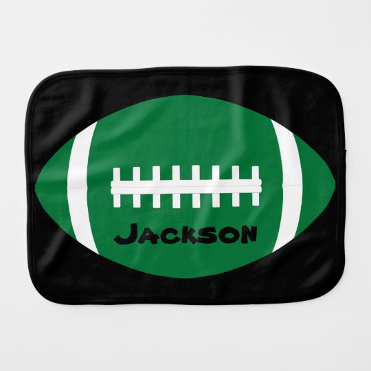 Football Baby Name Green Football Cute Custom Burp Cloth