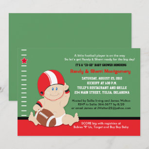 Football Baby (Red/Black) Sports Baby Shower Invitation