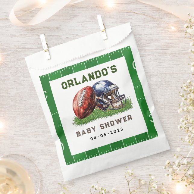 Football Baby Shower | A Little All Star Is On His Favour Bags (Clipped)