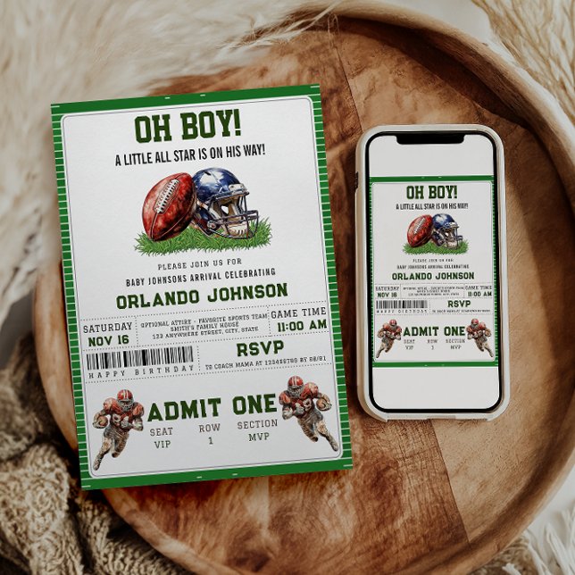 Football Baby Shower | A Little All Star Is On His Invitation (Creator Uploaded)