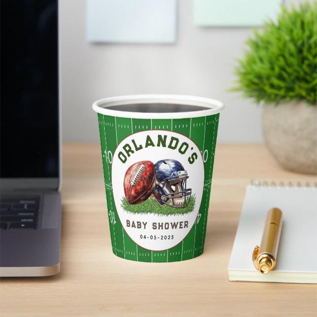 Football Baby Shower | A Little All Star Is On His Paper Cups (Insitu)