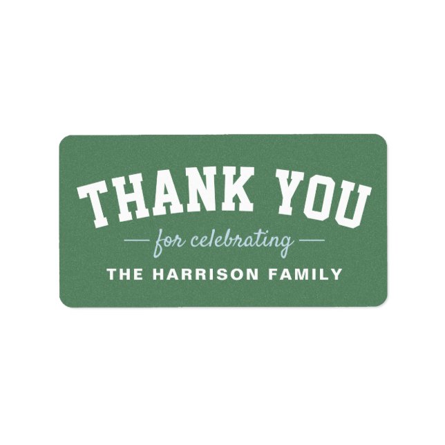 Football baby shower blue favour thank you label (Front)