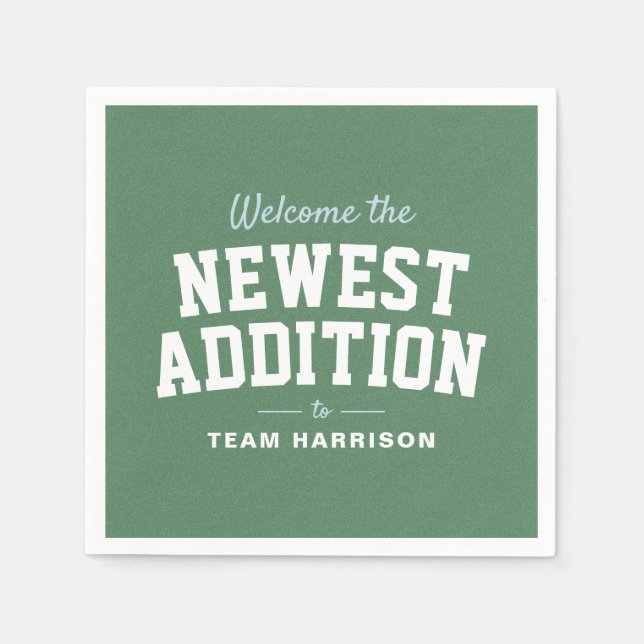 Football baby shower blue tailgate personalised napkin (Front)