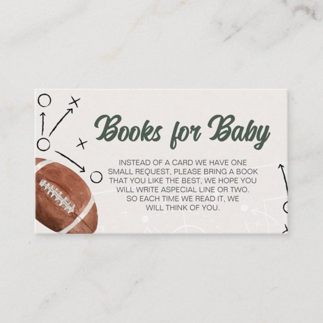 Football Baby Shower Books for Baby Enclosure Card (Front)
