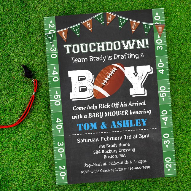 Football Baby Shower Chalkboard Invitation (Creator Uploaded)