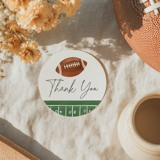 Football Baby Shower Classic Round Sticker (Creator Uploaded)