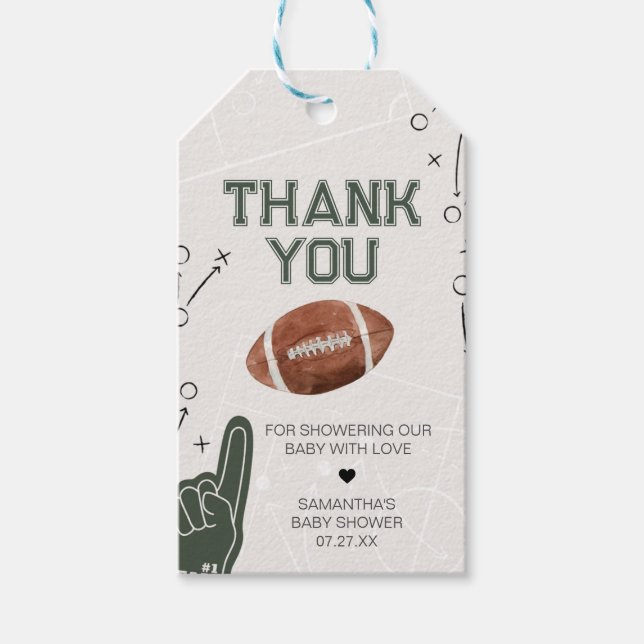 Football Baby Shower Favour Tags (Front)