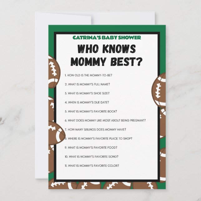 Football Baby Shower Game, Soccer - Editable Name, Invitation (Front)