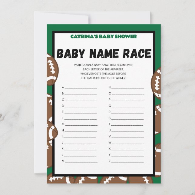 Football Baby Shower Game, Soccer - Editable Name, Invitation (Front)