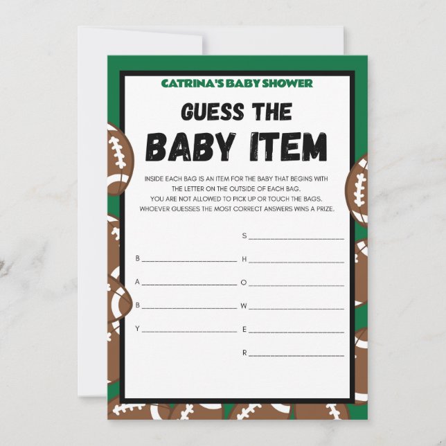 Football Baby Shower Game, Soccer - Editable Name, Invitation (Front)