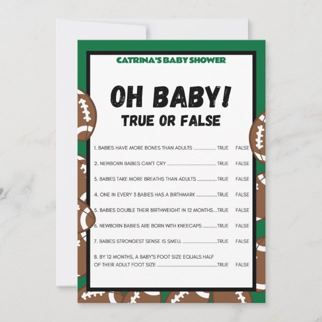 Football Baby Shower Game, Soccer - Editable Name, Invitation (Front)