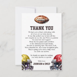 Football Baby Shower Gridiron Theme Thank You Card