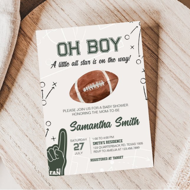 Football Baby Shower  Invitation (A Little All Star Baby Shower Invitation)
