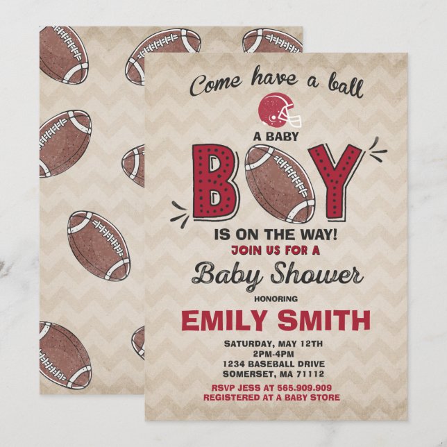 Football Baby Shower Invitation Sport Baby Shower (Front/Back)