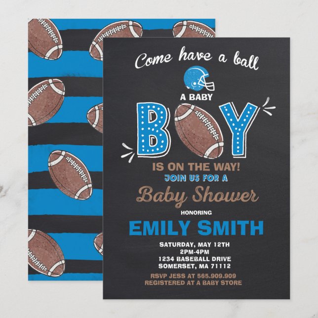 Football Baby Shower Invitation Sport Baby Shower (Front/Back)