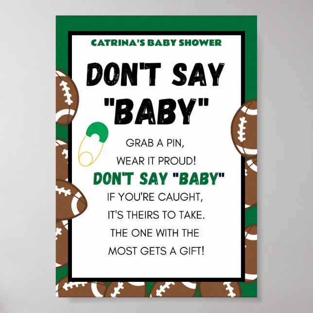 Football Baby Shower Sign (Front)