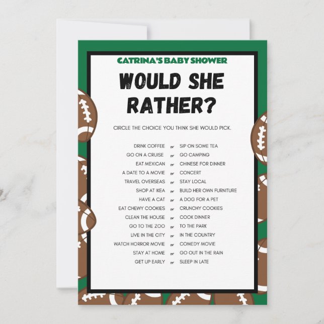 Football Baby Shower, Soccer - Editable Name, 5x7 Invitation (Front)