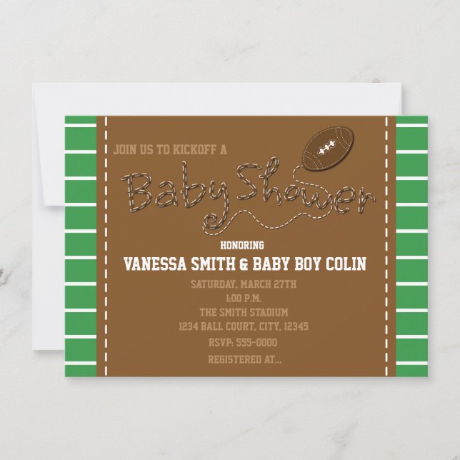 FOOTBALL BABY SHOWER Typography Party Invitation (Front)