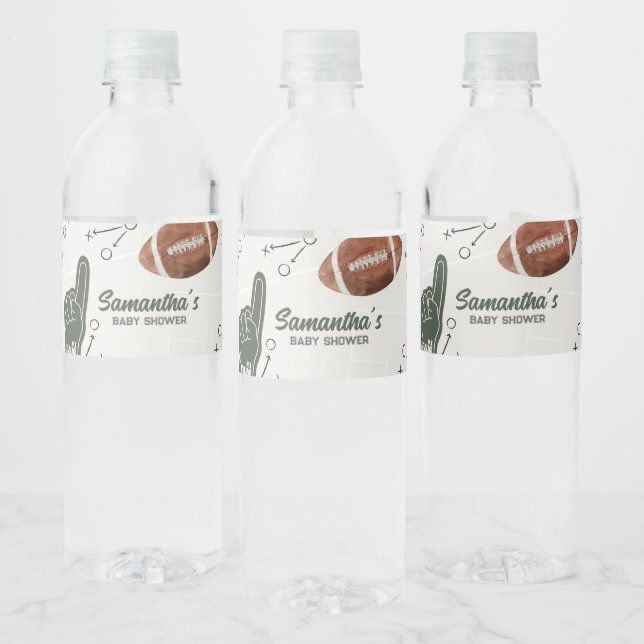 Football Baby Shower  Water Bottle Label (Bottles)