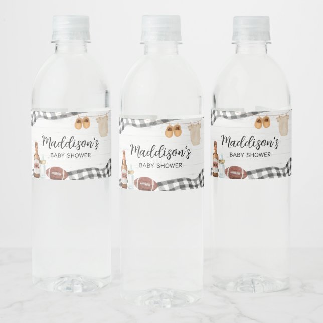 Football Baby Shower Water Bottle Label (Bottles)