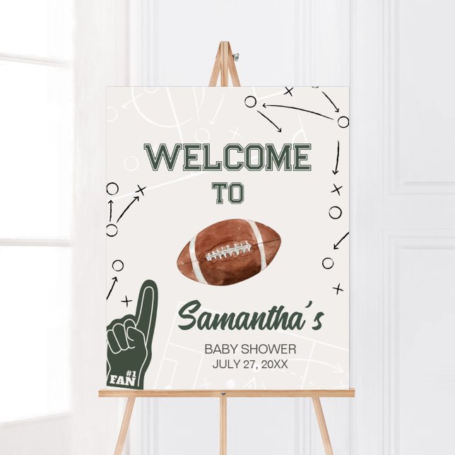 Football Baby Shower Welcome Poster (A Little All Star Baby Shower Welcome Sign)