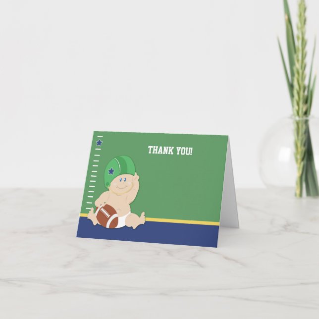 Football Baby Sports theme Folded Thank you notes (Front)