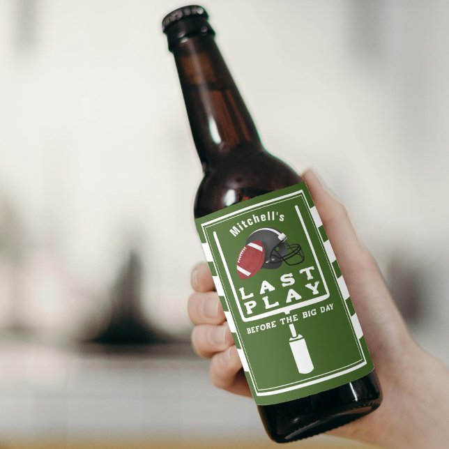 Football Bachelor Party Last Play Before Big Day Beer Bottle Label (Football Bachelor Party Last Play Before Big Day Beer Bottle Label
)