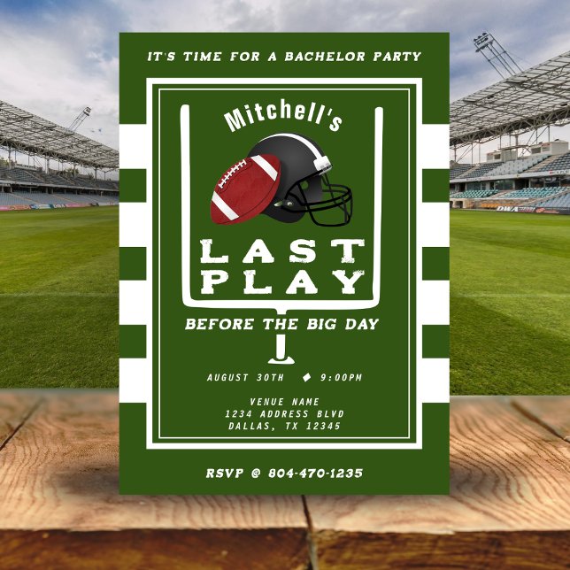 Football Bachelor Party Last Play Before Big Day Invitation (Football Bachelor Party Last Play Before Big Day Invitation
)