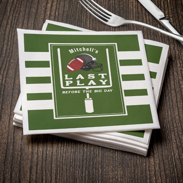 Football Bachelor Party Last Play Before Big Day Napkin (Creator Uploaded)