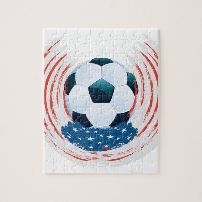 Football Ball and Red white storkes Jigsaw Puzzle (Vertical)