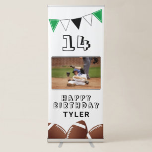 Football Ball Bunting Flags Photo Birthday Retractable Banner