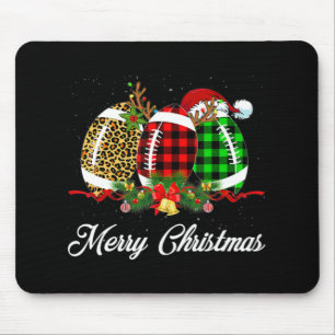 Football Ball Christmas Leopard Red Plaid Santa Ha Mouse Mat