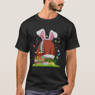 Football Ball Egg Bunny Ears Happy Easter Day Men  T-Shirt