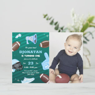 Football Ball First Birthday Invitation